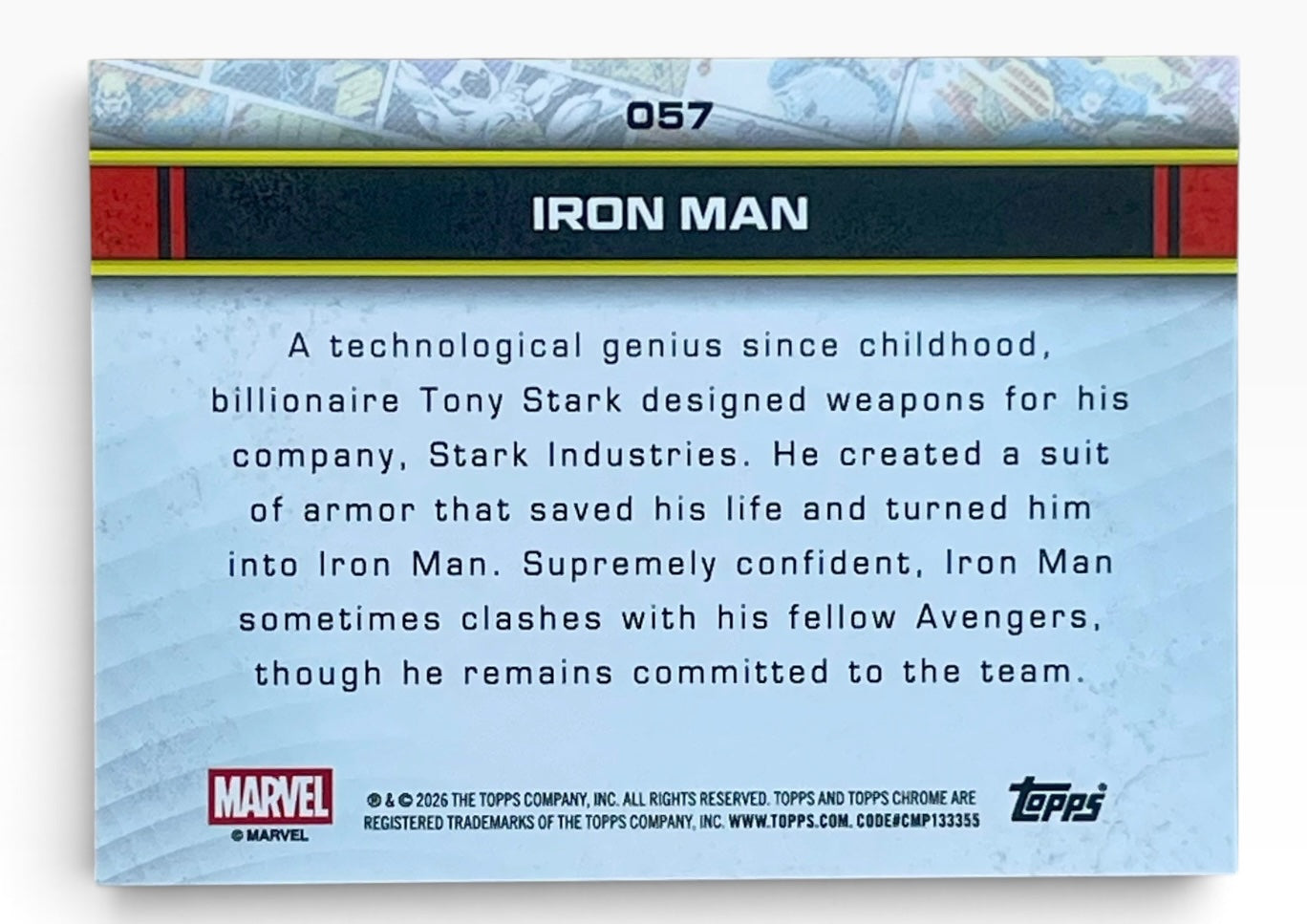 2026 Topps Chrome Marvel Iron Man Yellow /275
