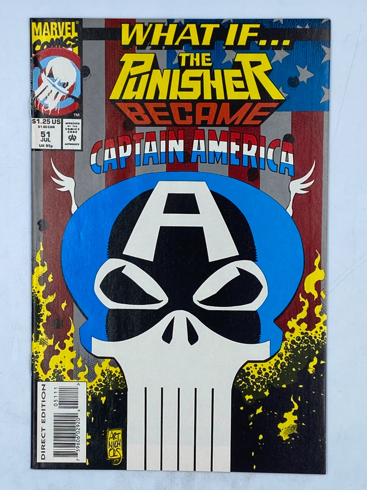 What If? Vol. 2 #51 " the Punisher Had Become Captain America?" published by Marvel Comics in July 1993. ( S/N 328 )