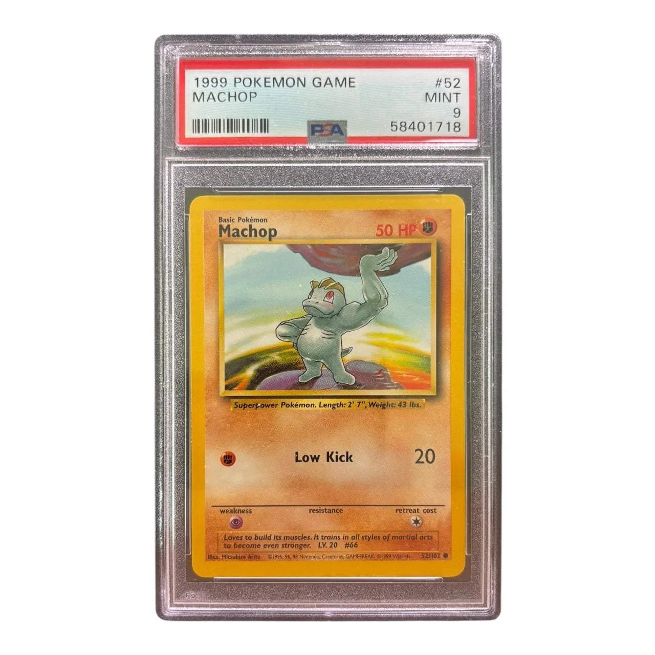 1999 Machop – Base Set #52/102 (PSA 9)