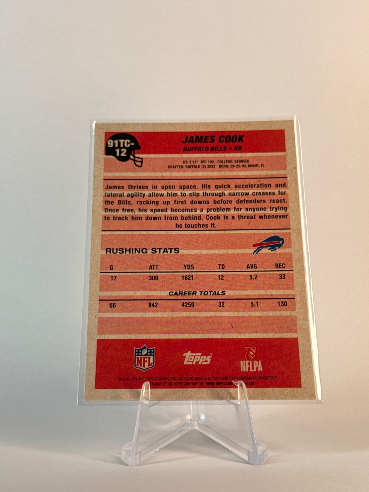 2026 Topps James Cook #91TC-12 1991 Chrome Silver Pack Mojo Bills