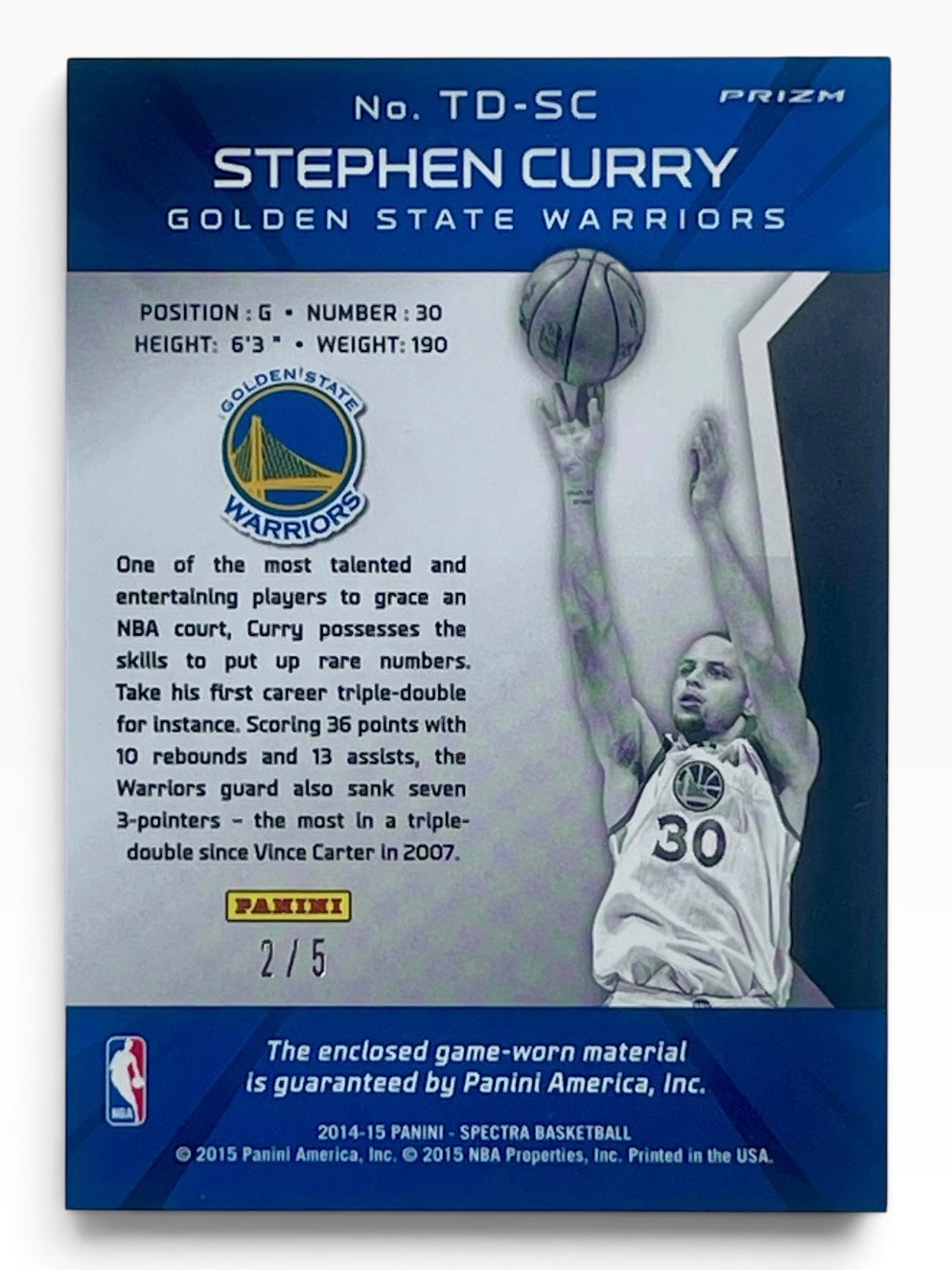 2014-15 Spectra Stephen Curry Triple Double Thread Green /5