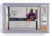 2010-11 Panini National Treasure Kobe Bryant Timeline Material Custom Name Signature /30 BGS 8 / Auto 7