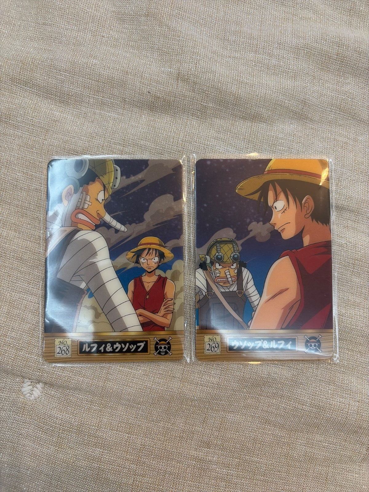 Luffy Ussopp ONE PIECE Carddass Gummy Plastic Card TCG Anime Bandai Japan #269 #268