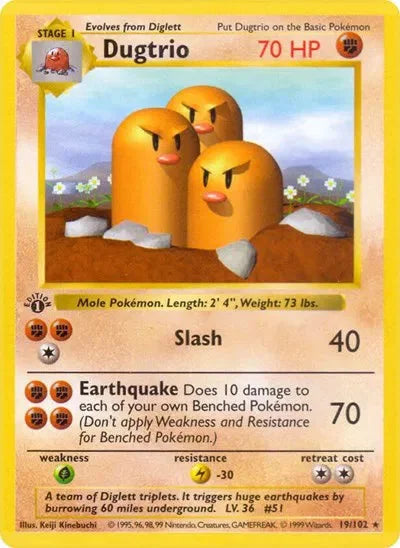 Dugtrio 19 · 1st Edition (Base Set (1st Edition & Shadowless)) Vintage