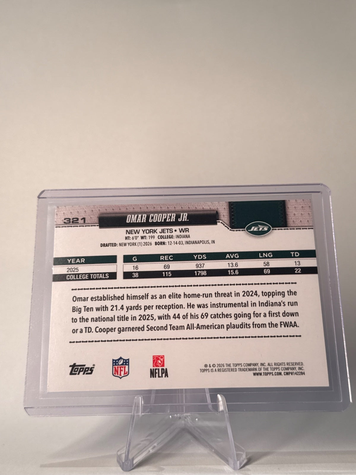 2026 Topps Flagship Omar Cooper Jr. RC #321 Sandglitter Parallel New York Jets
