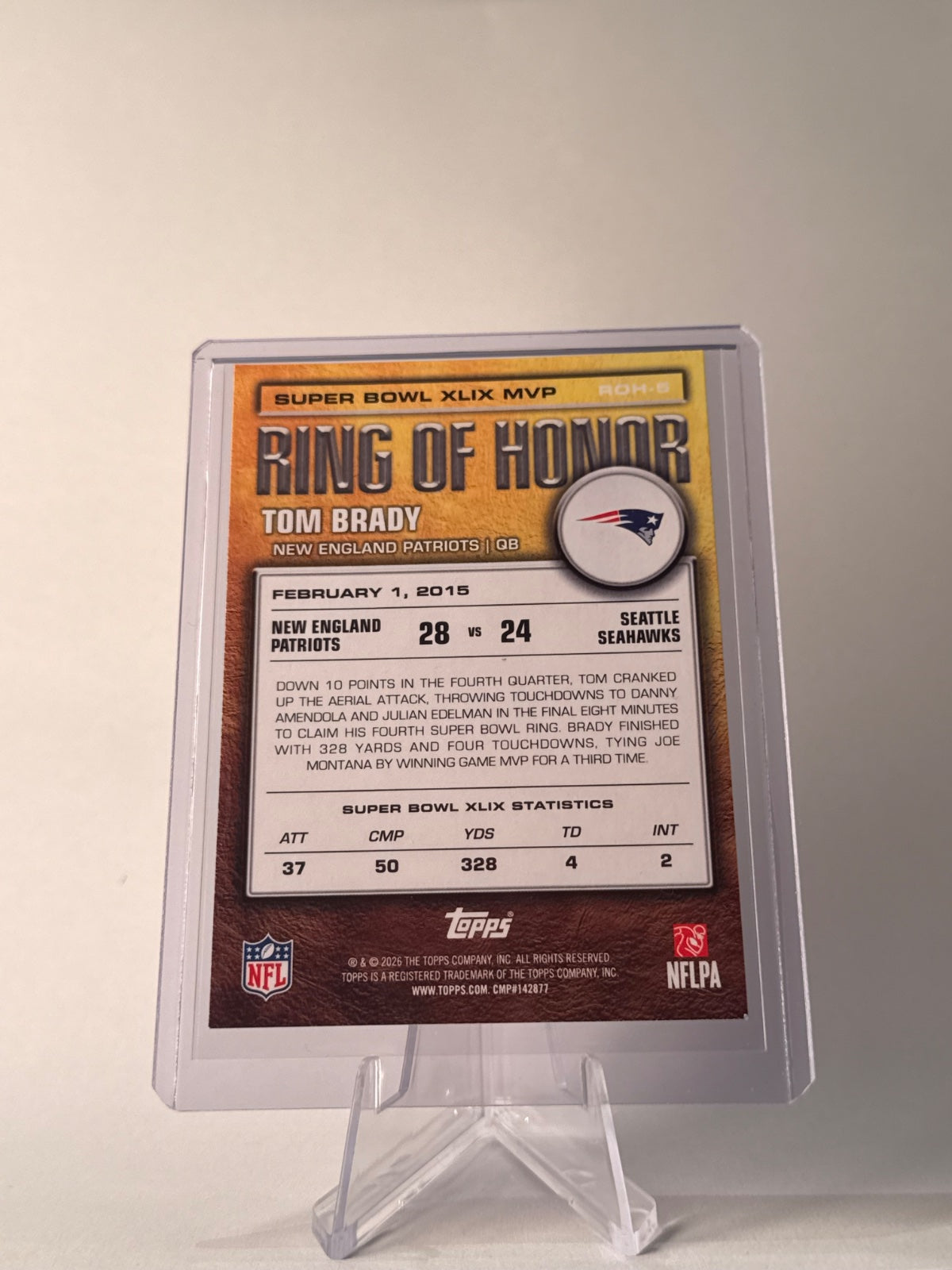 2026 Topps Tom Brady Ring of Honor ROH-6 Super Bowl XLIX MVP Patriots