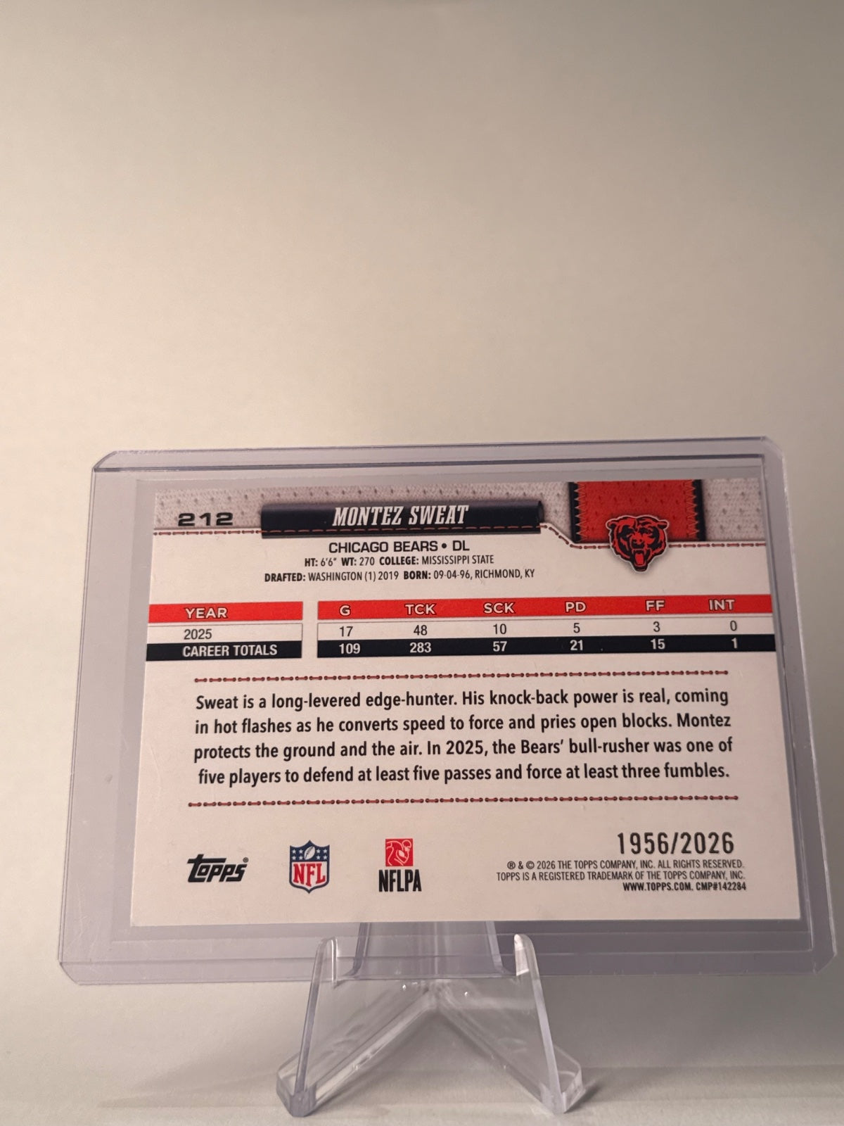 2026 Topps Flagship Montez Sweat Gold /2026 #212 Bears 1956/2026