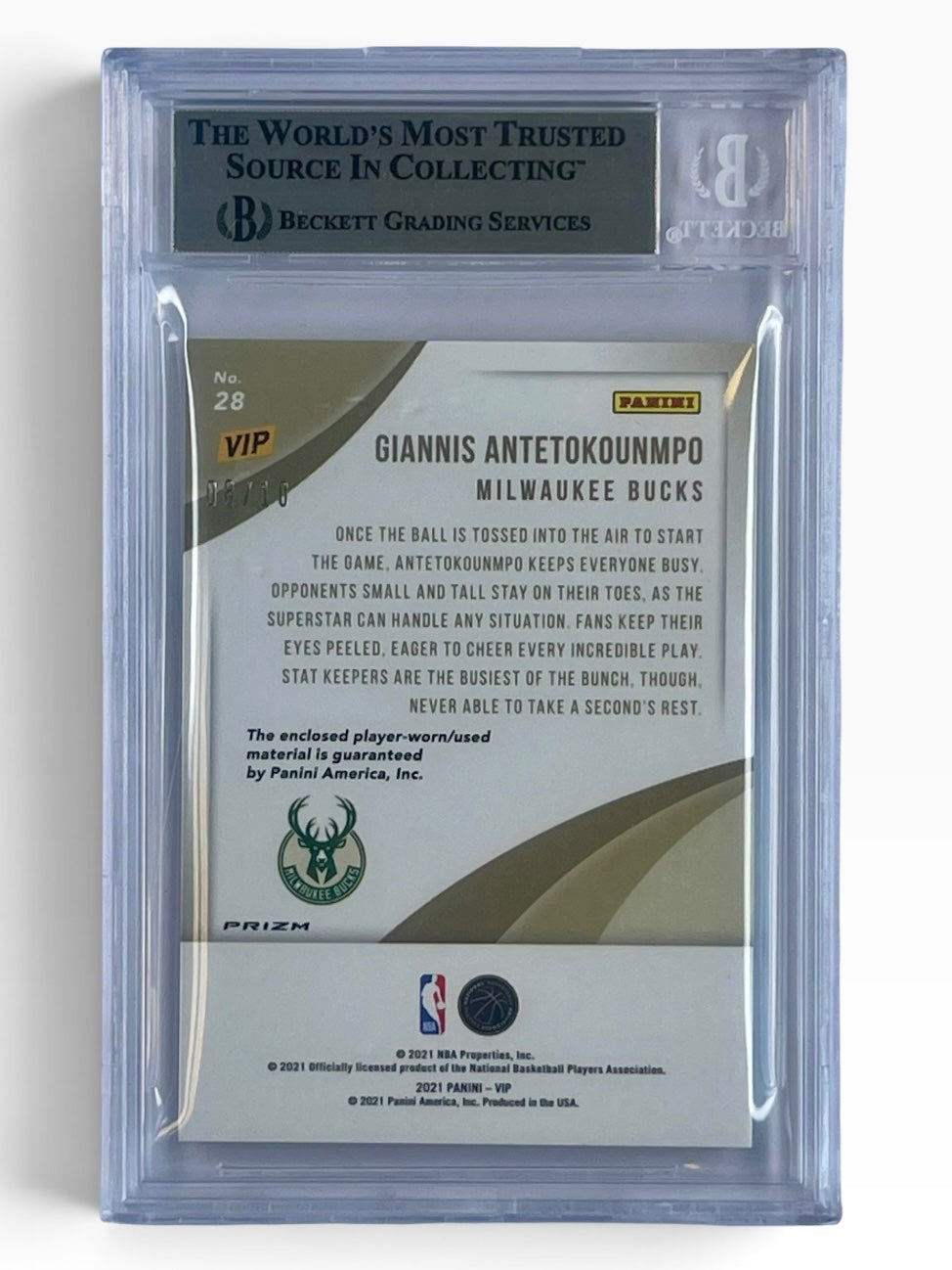 2022 Panini National Convention Giannis Antetokounmpo VIP Memorabilia Gold Shimmer /10 BGS 9