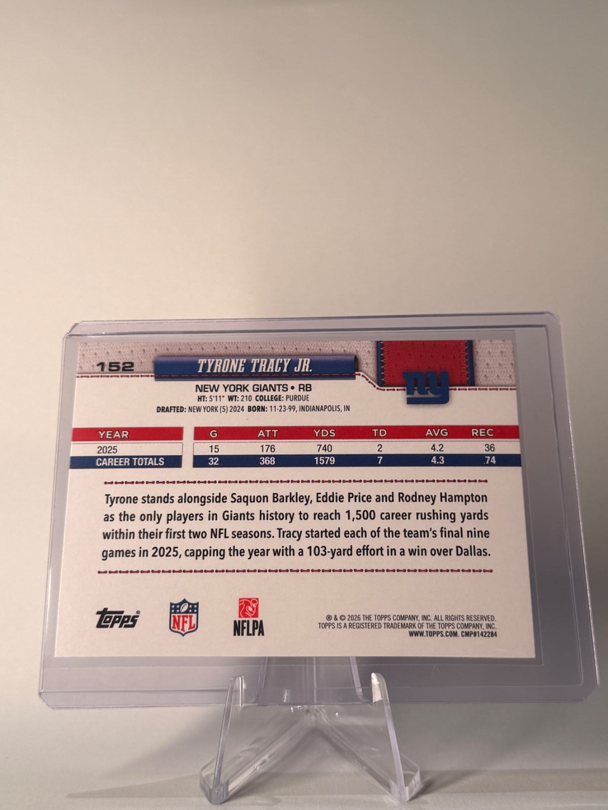 2026 Topps Flagship Tyrone Tracy Jr. Sandglitter #152 New York Giants