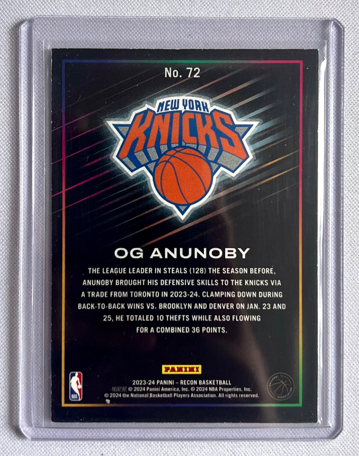 2023-24 Panini Recon #72 OG Anunoby