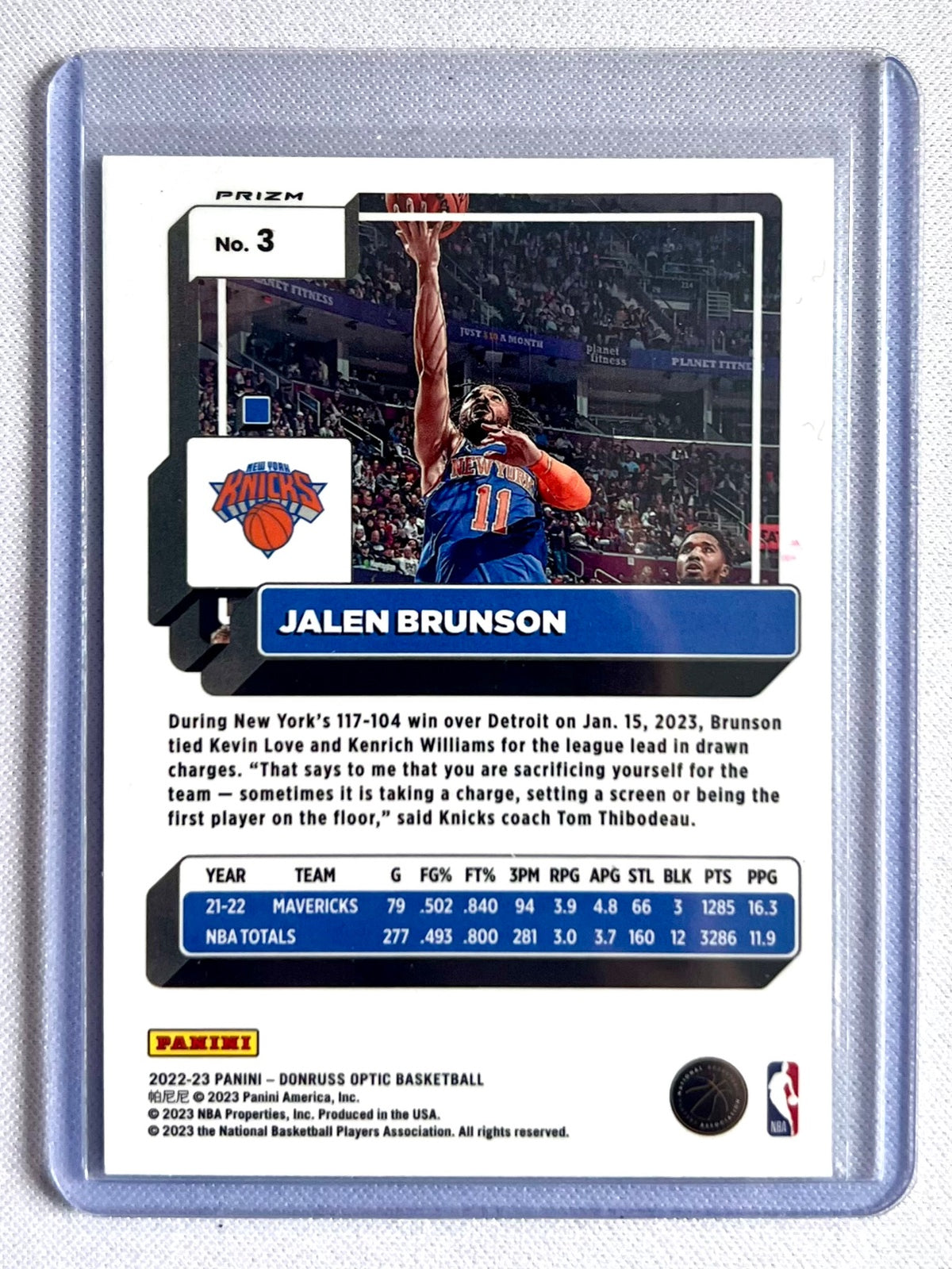 2022-23 Panini Donruss Optic Basketball No. 3 Jalen Brunson Holo
