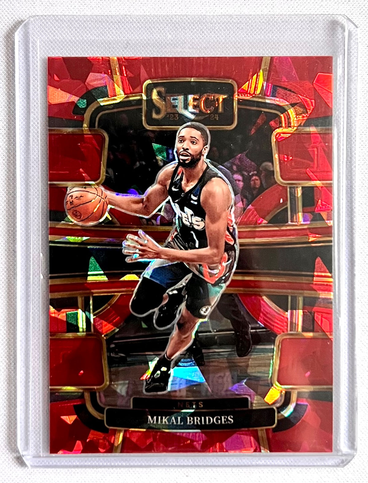 2023-24 Panini Select Concourse Red Cracked Ice Prizm Mikal Bridges #34