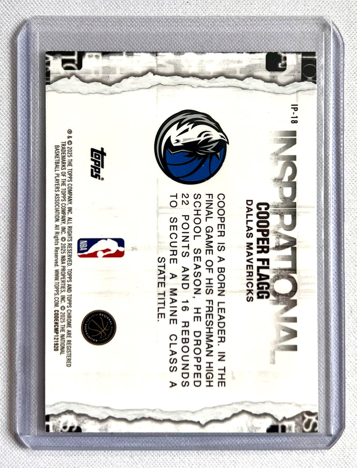 Topps Chrome 2025-26 Cooper Flagg Mavericks RC Inspirational