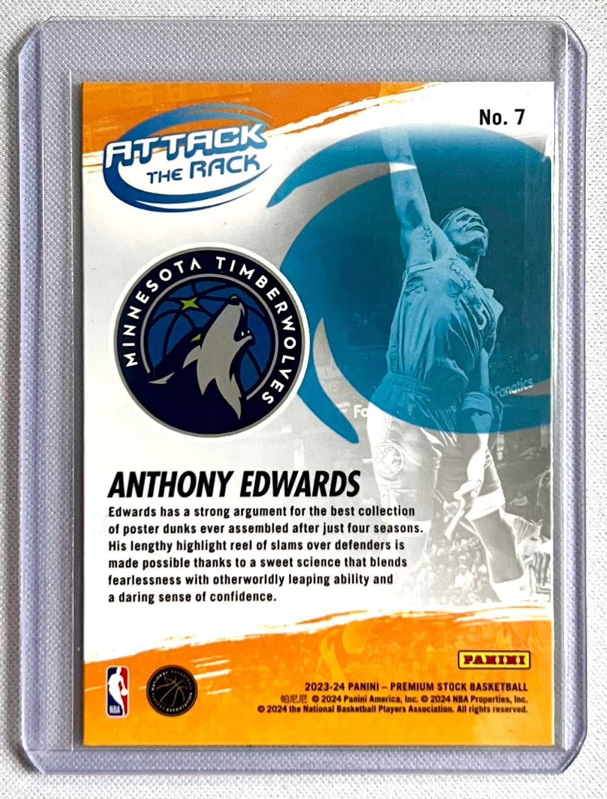 2023-24  NBA Hoops Premium Stock Attack The Rack #7 Anthony Edwards