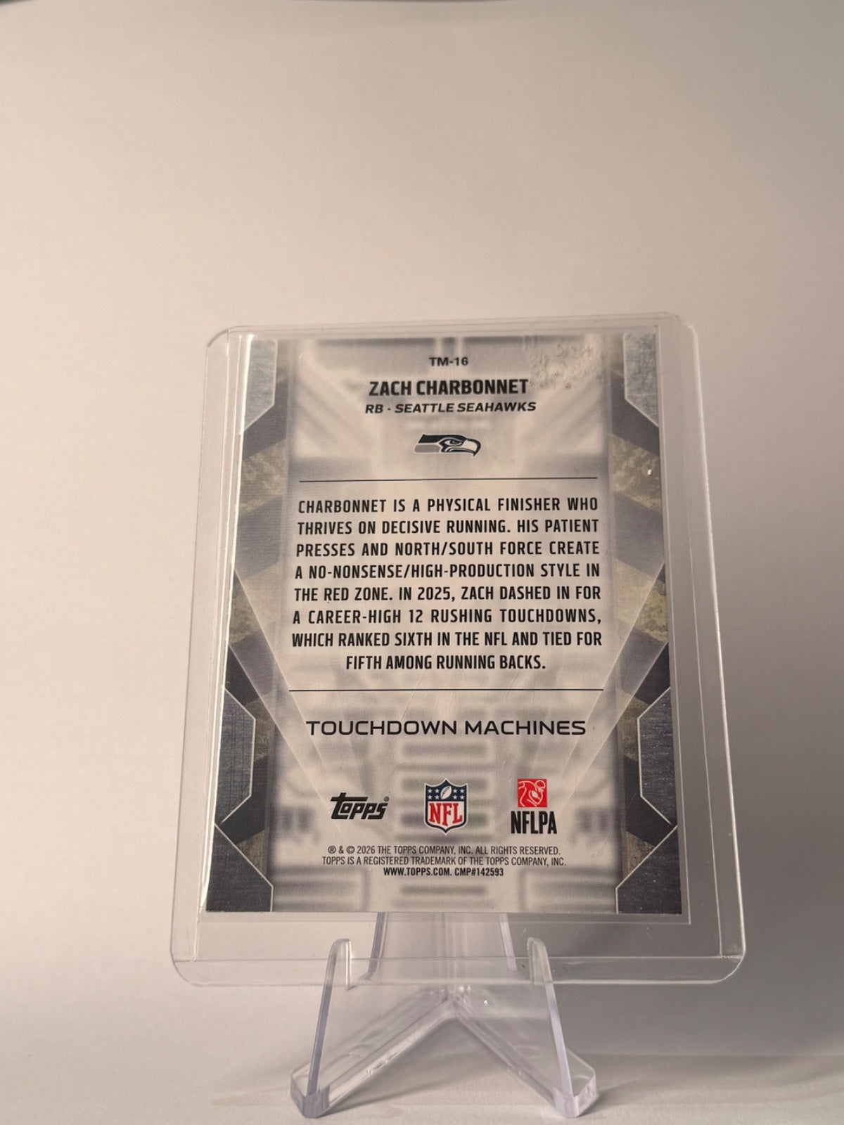 2026 Topps Zach Charbonnet #TM-16 Touchdown Machines Seattle Seahawks