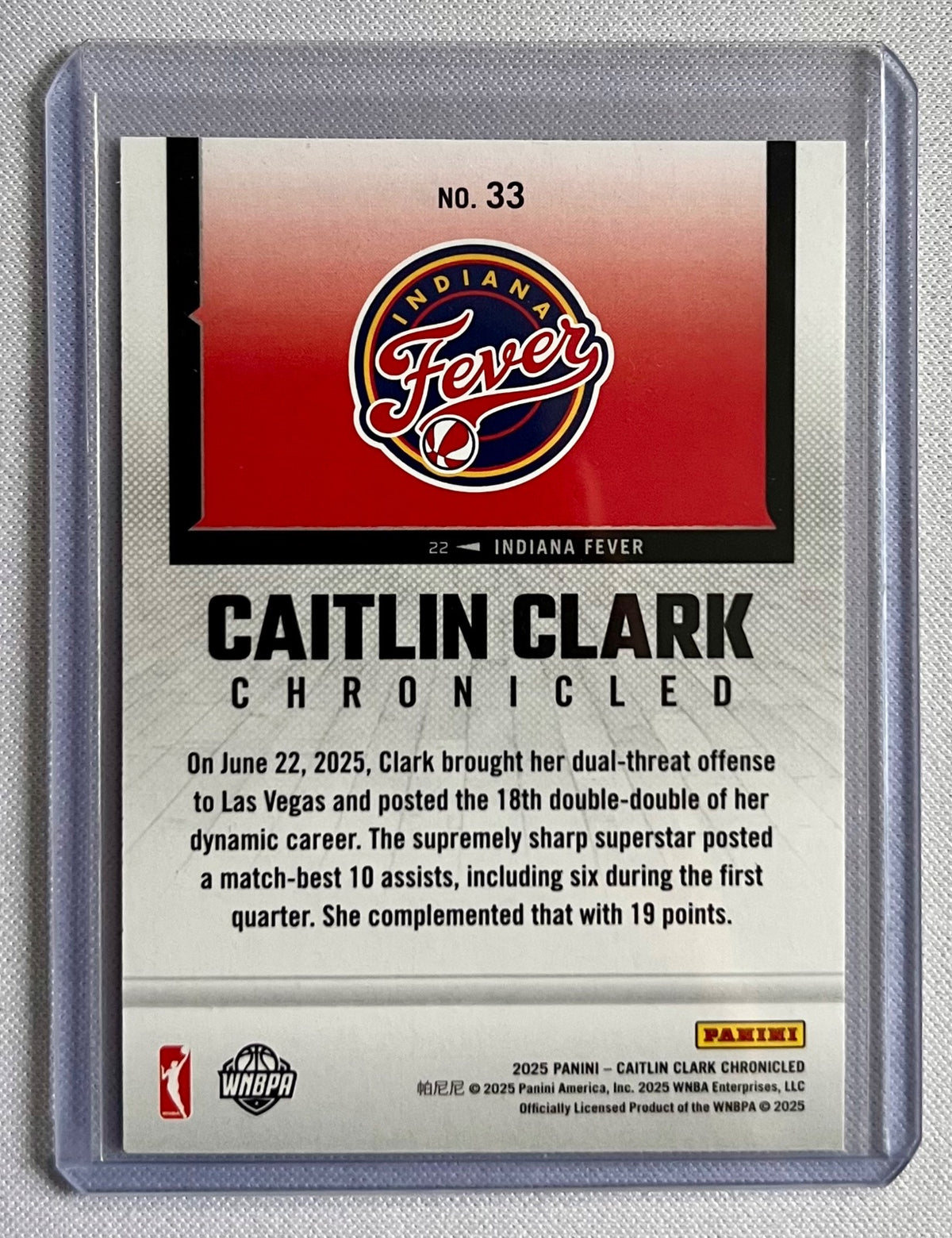 Caitlin Clark Basketball Card 2025 Panini Chronicled #33 Indiana Fever