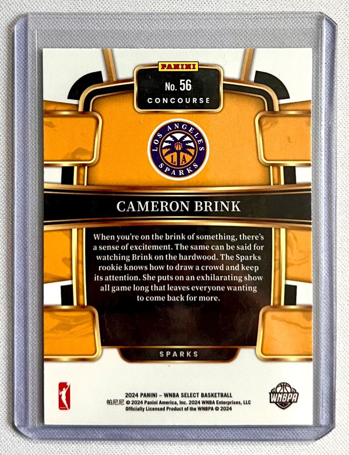 2024 Panini Select WNBA #56 Cameron Brink RC Basketball