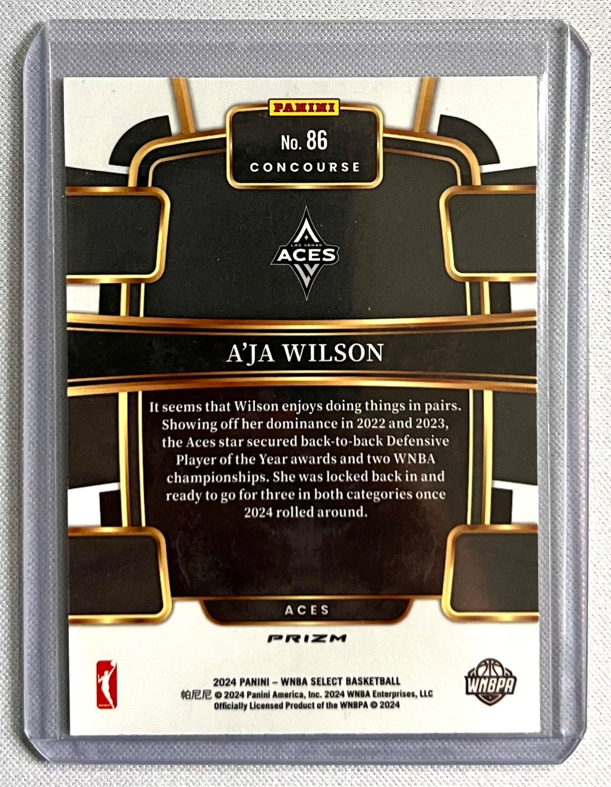 2024 Panini Select WNBA  Concourse  Aja Wilson #86 Las Vegas Acesuu