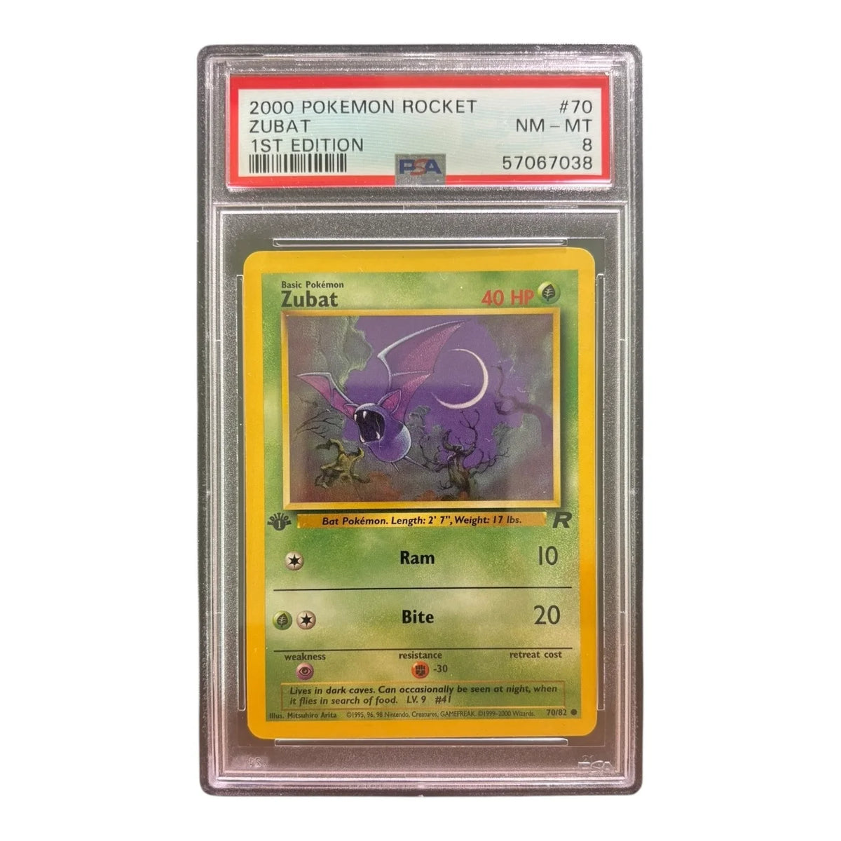 Zubat 70 · 1st Edition (Team Rocket) — PSA 8