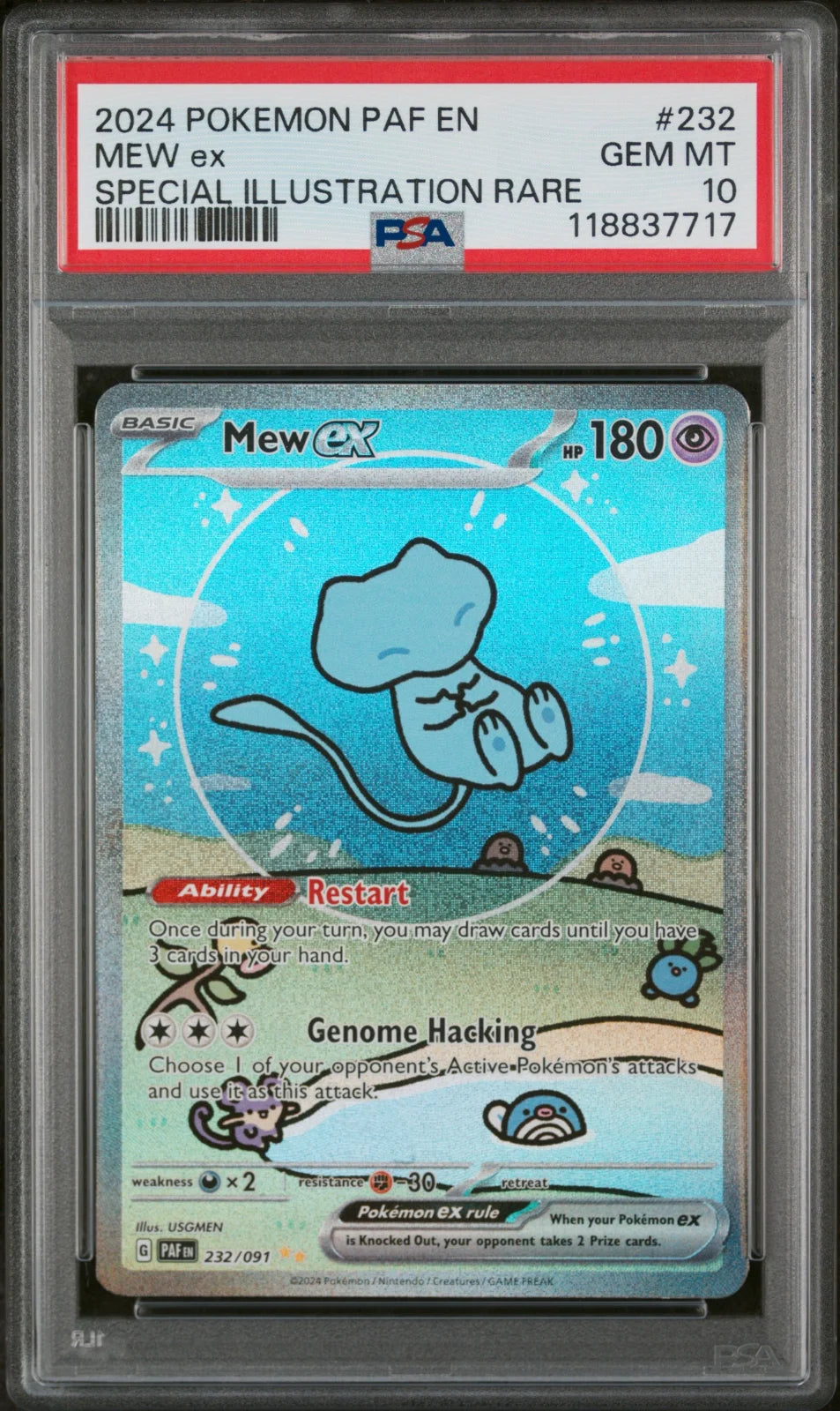 Mew ex 232/091 (Paldean Fates) — PSA 10
