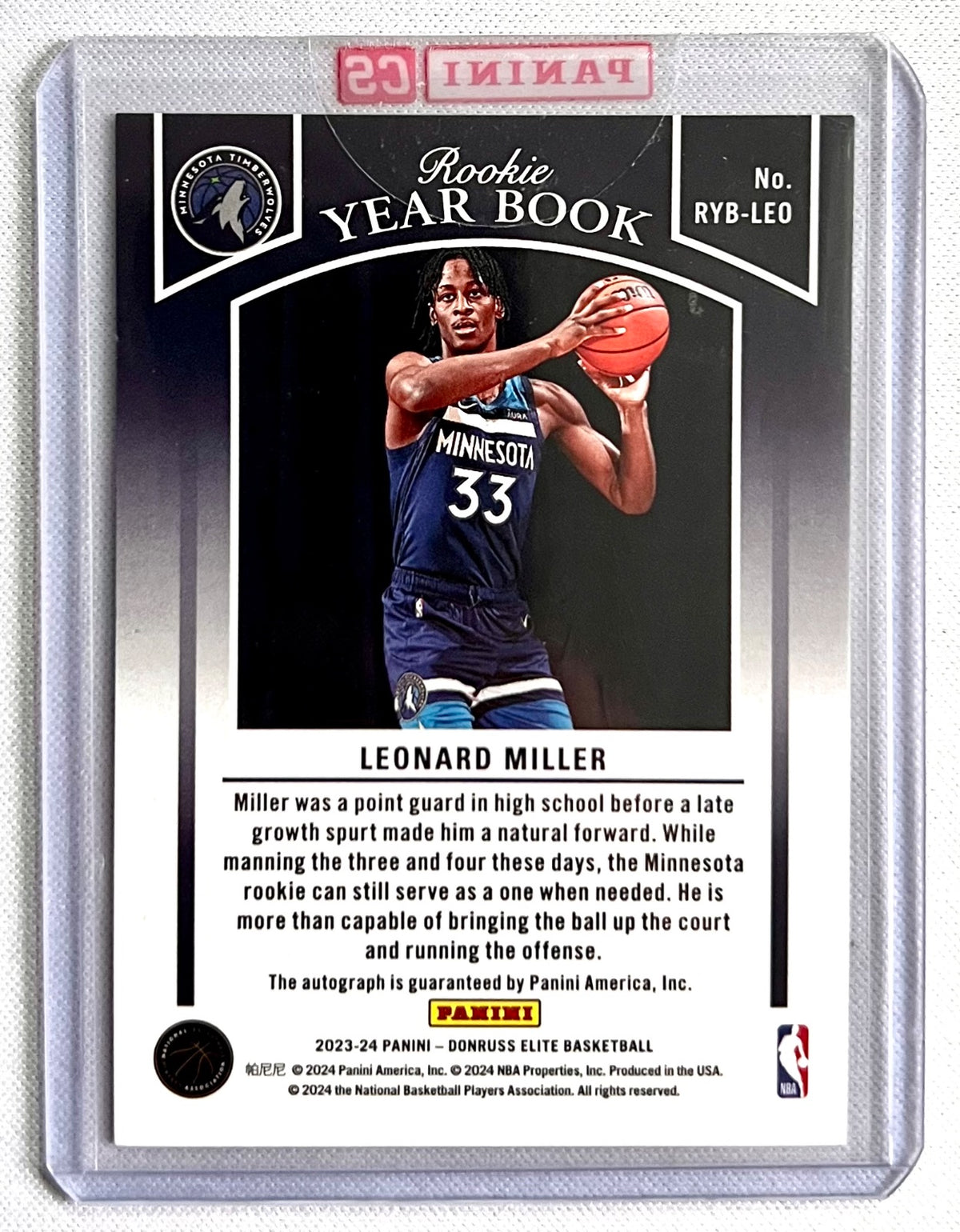 2023-24 Elite - RC Year Book Auto - Leonard Miller - Twolves