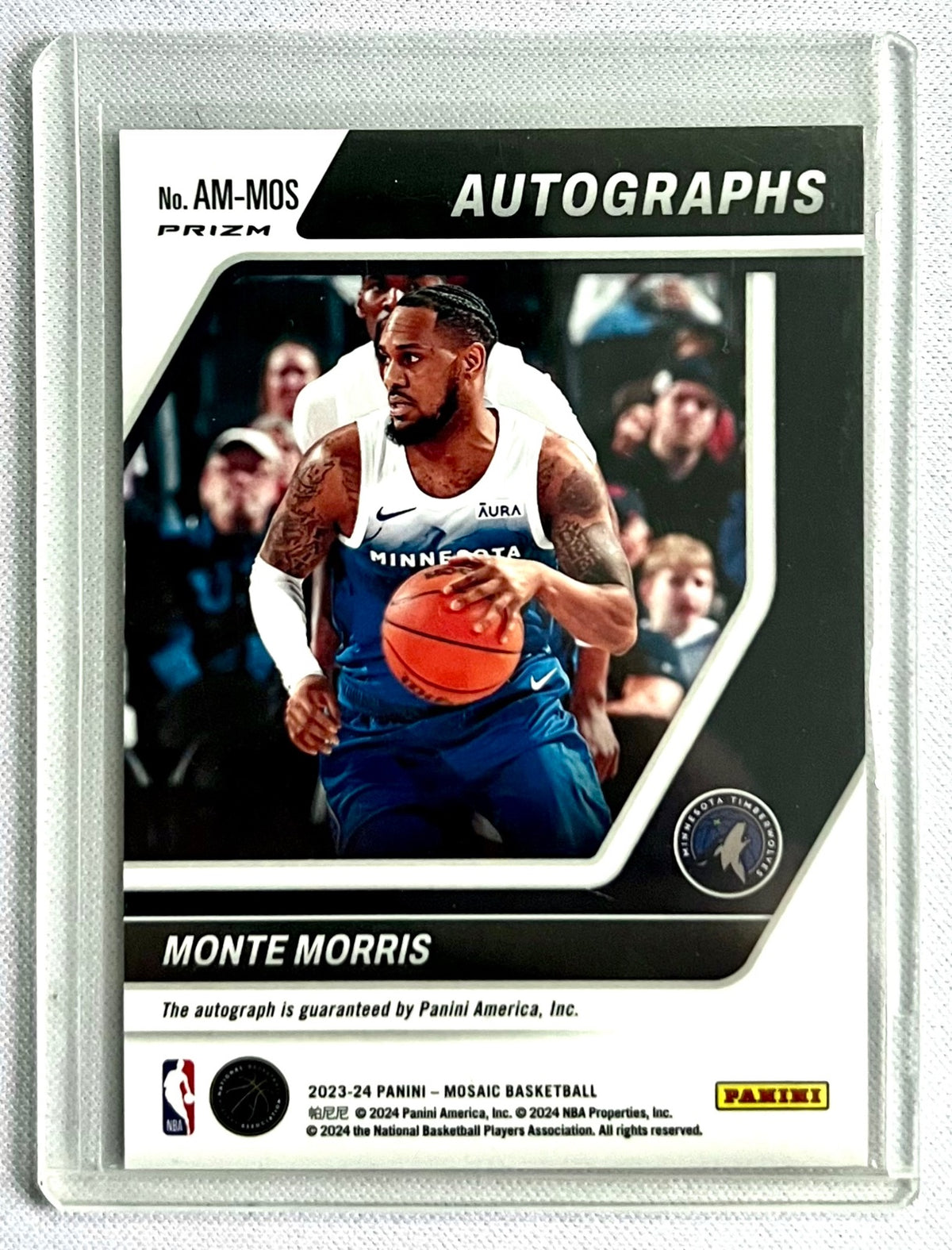 2023-24 Panini Mosaic Monte Morris Auto Mosaic Prizm #AM-MOS Timberwolves