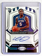 2020-21 Panini Certified - Rookie Roll Call Immanuel Quickley #RR-QUI (AU, RC)