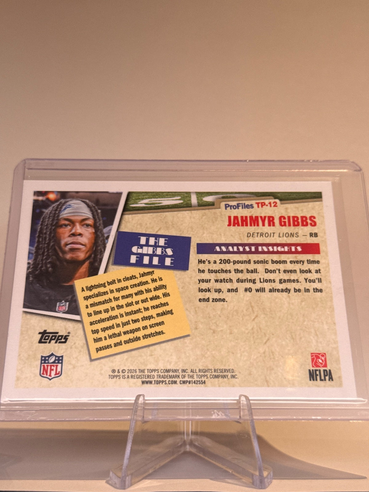 2026 Topps Flagship Football Jahmyr Gibbs #TP-12 Topps Profiles Insert – Detroit Lions