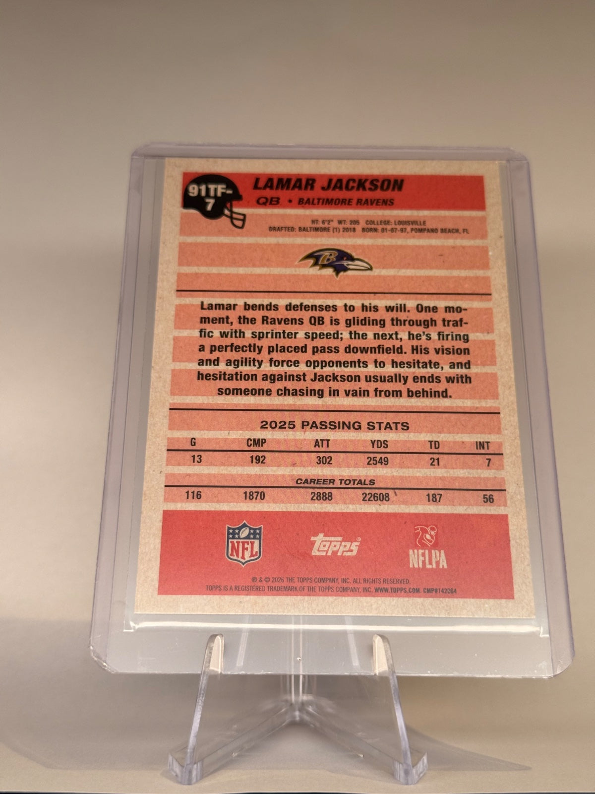 2026 Topps Flagship Lamar Jackson #91TF-7 1991 Topps 35th Anniversary – Ravens