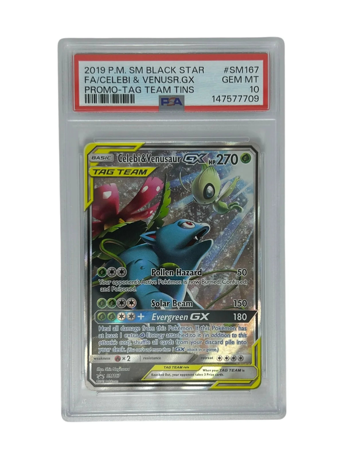 Celebi & Venusaur GX SM167 (Sun & Moon Promo) — PSA 10