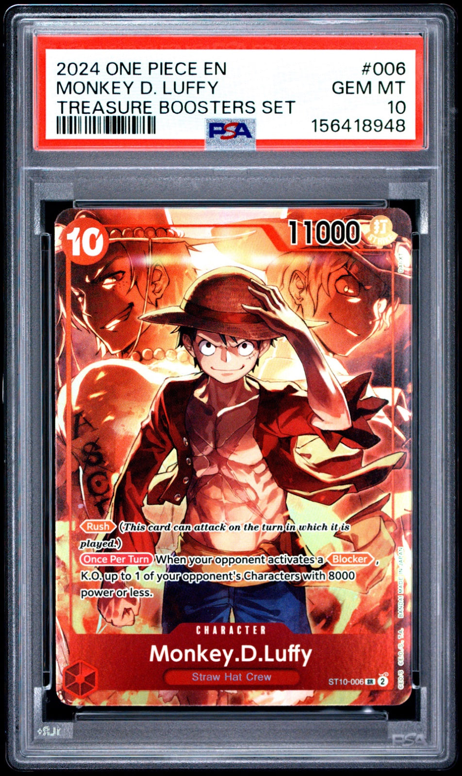 Monkey.D.Luffy (Treasure Booster Set) ST10-006 (One Piece Promotion Cards) — PSA 10