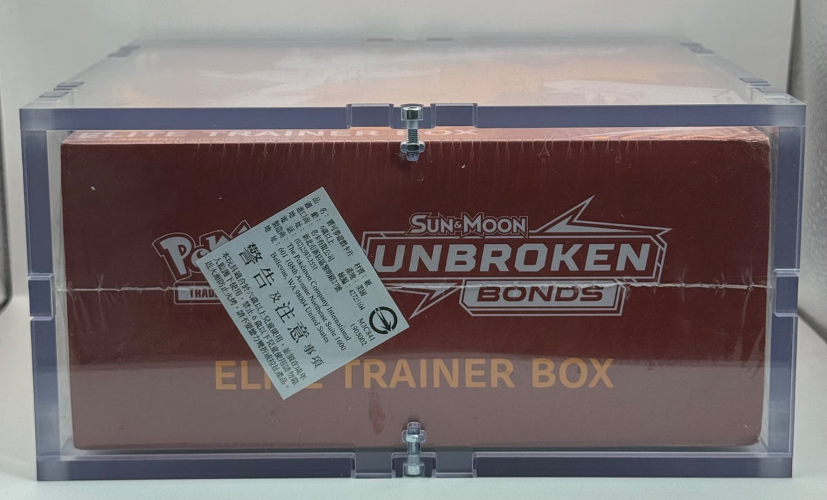 Unbroken Bonds Elite Trainer Box · Elite Trainer Box (ETB) w/ high quality acrylic