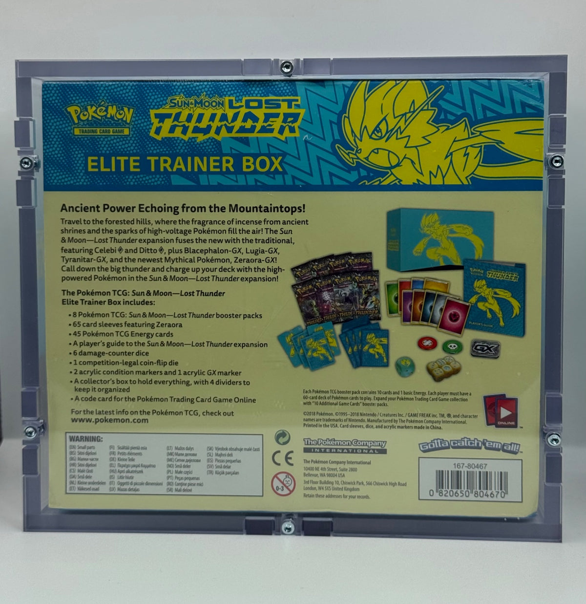 Lost Thunder Elite Trainer Box · Elite Trainer Box (ETB) w/ high quality acrylic