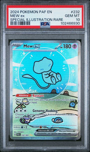 MEW EX, 2024, POKEMON PAF EN, 232/091, SPECIAL ILLUSTRATION RARE, PSA 10