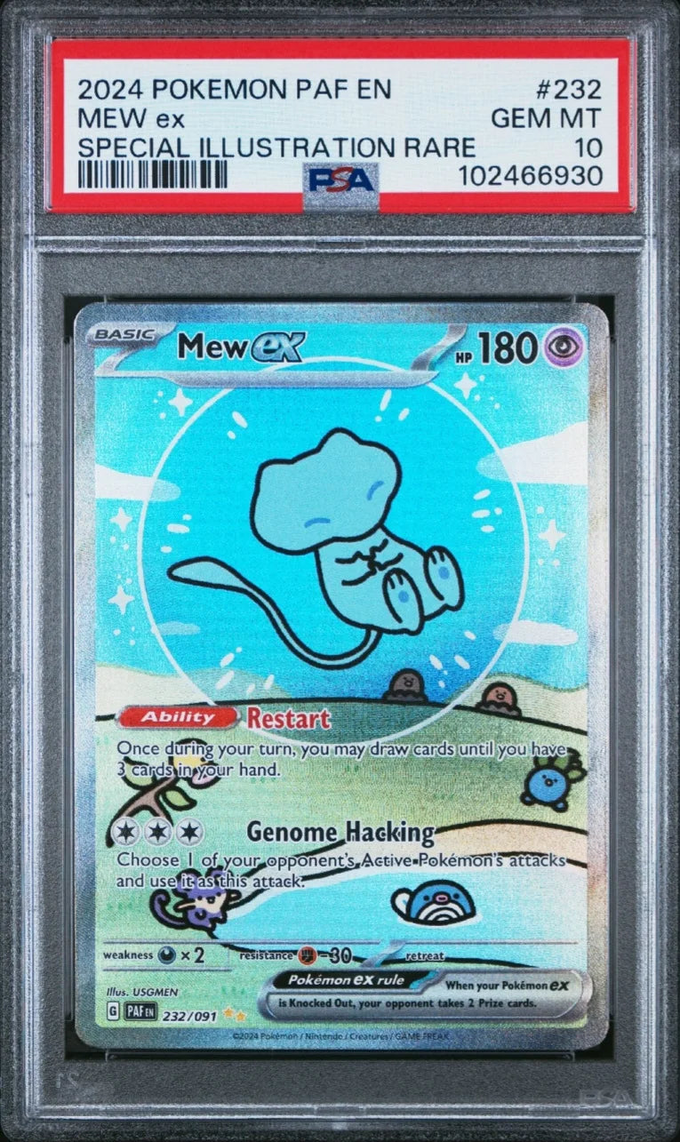 MEW EX, 2024, POKEMON PAF EN, 232/091, SPECIAL ILLUSTRATION RARE, PSA 10