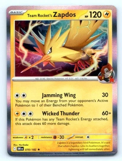 Team Rocket's Zapdos 070/182 · Holofoil (Destined Rivals)