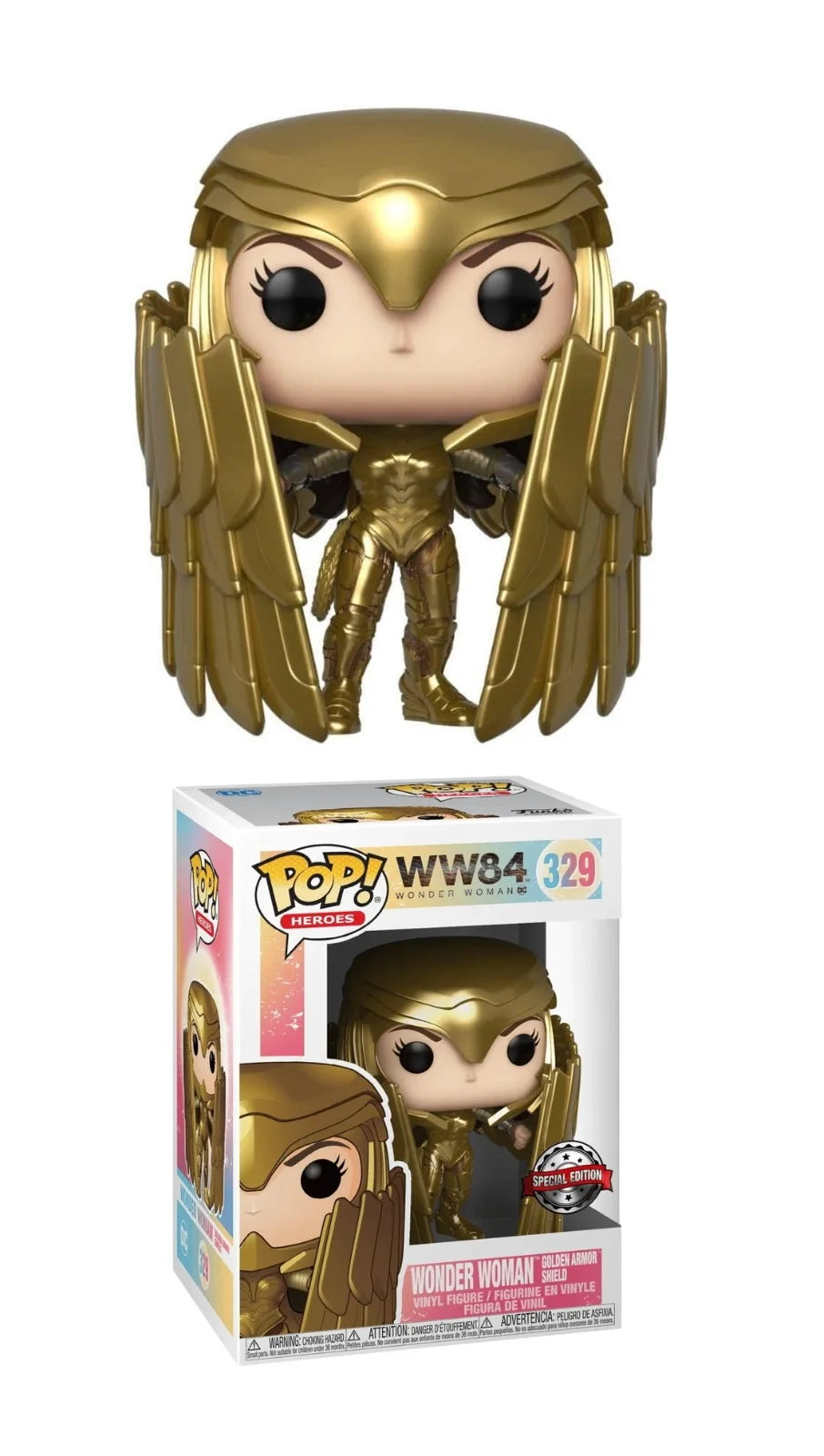 Funko Pop! Heroes - WW84 Wonder Woman Golden Armor Shield #329 - Special Edition