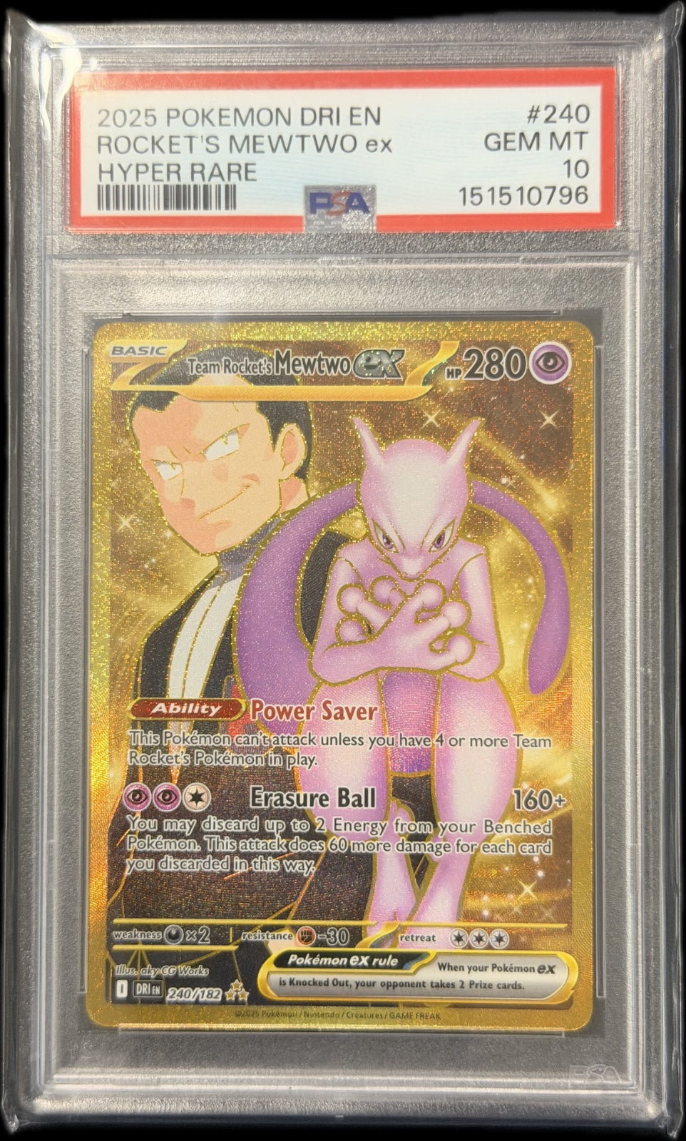 Team Rocket's Mewtwo ex 240/182 “Destined Rivals” PSA 10