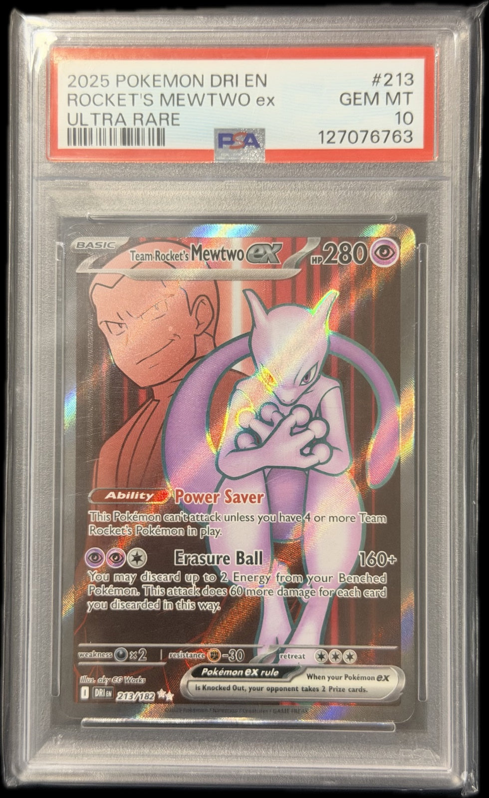 Team Rocket's Mewtwo ex 213/182 “Destined Rivals” PSA 10