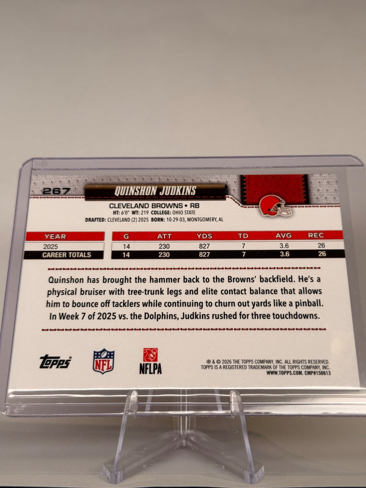 2026 Topps Flagship Quinshon Judkins #267 Future Stars All-Rookie Team Browns