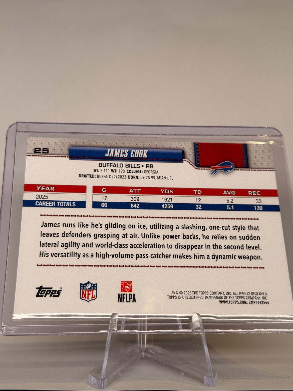 2026 Topps Flagship Football – James Cook #25 Team Color Border Variation – Buffalo Bills