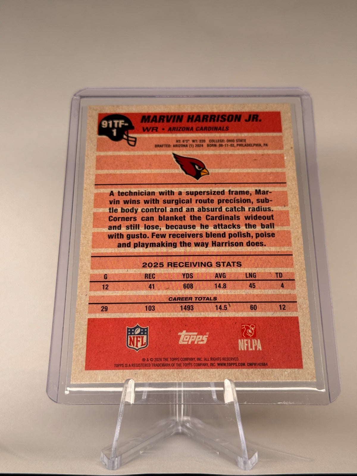 2026 Topps Flagship Marvin Harrison Jr. #91TF-1 1991 Topps Football Cardinals
