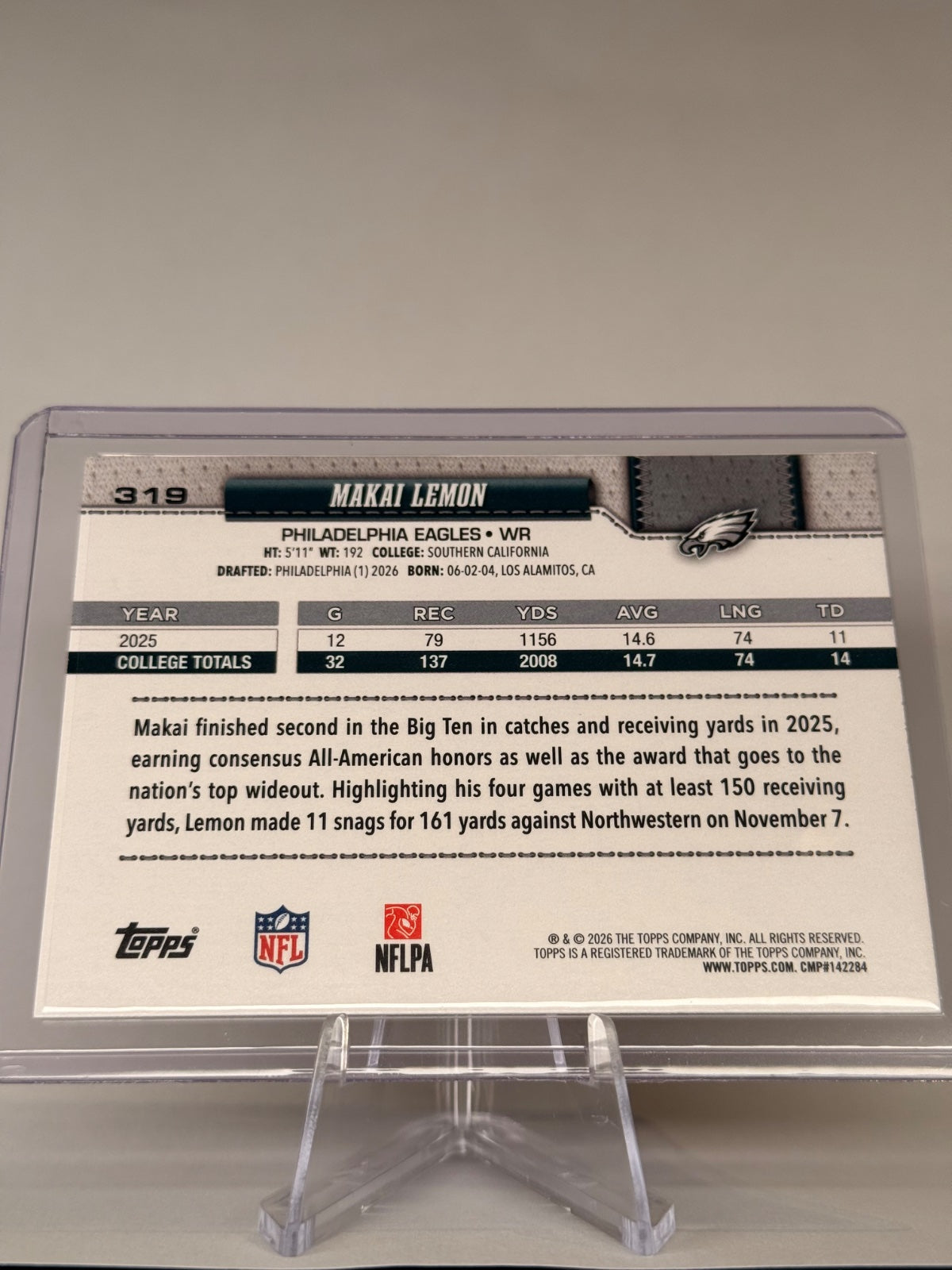 2026 Topps Flagship Makai Lemon RC #319 Philadelphia Eagles Rookie