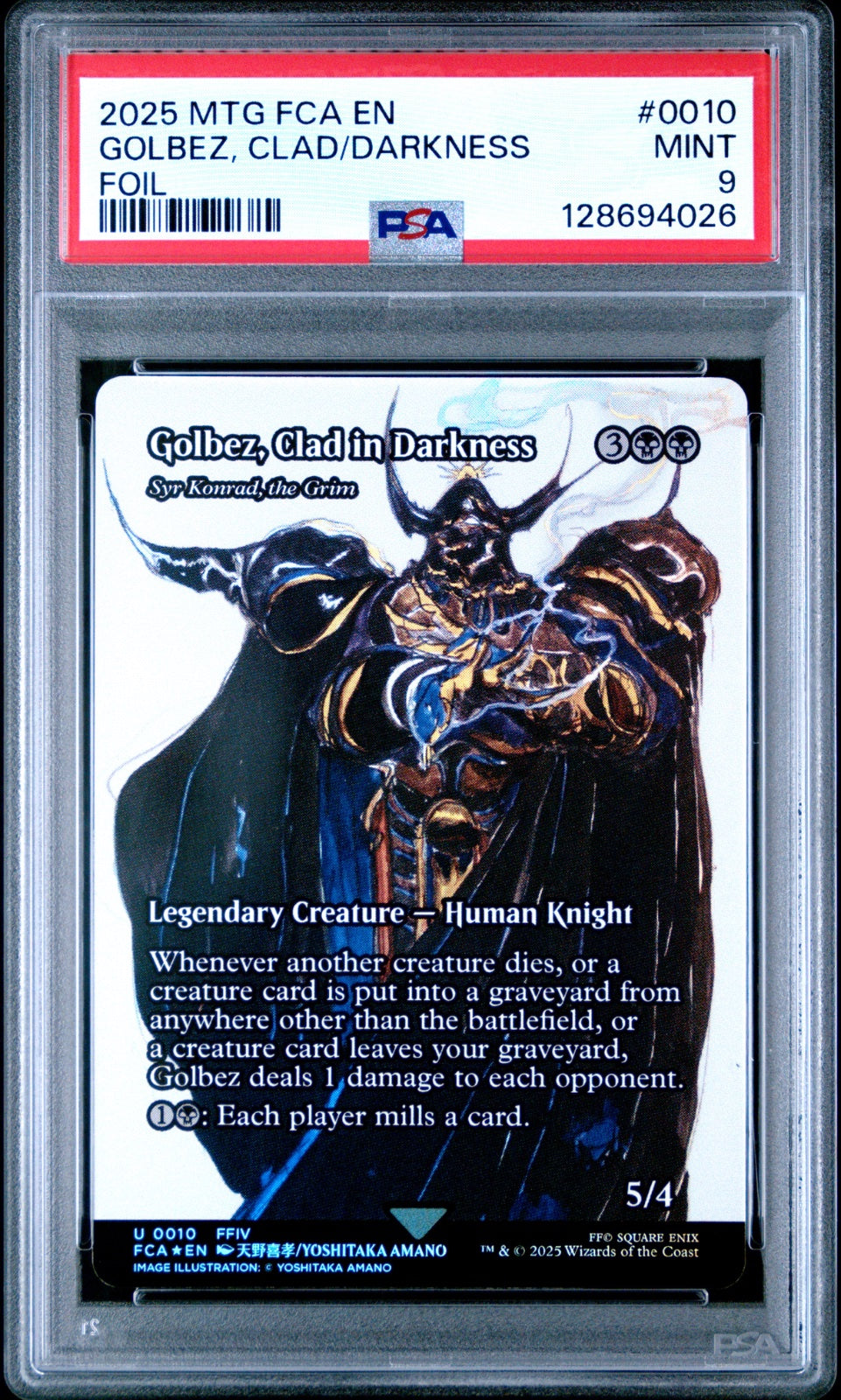 Golbez, Clad in Darkness - Syr Konrad, the Grim (Showcase) 10 · Foil (Universes Beyond: FINAL FANTASY: Through the Ages) — PSA 9