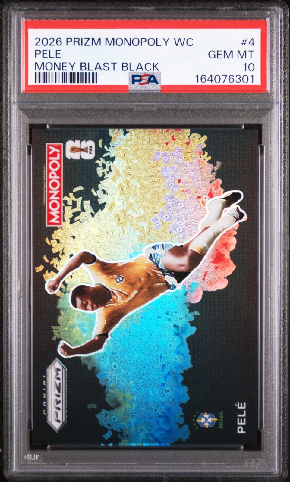 2026 PANINI PRIZM MONOPOLY FIFA WORLD CUP MONEY BLAST BLACK #4 PELE