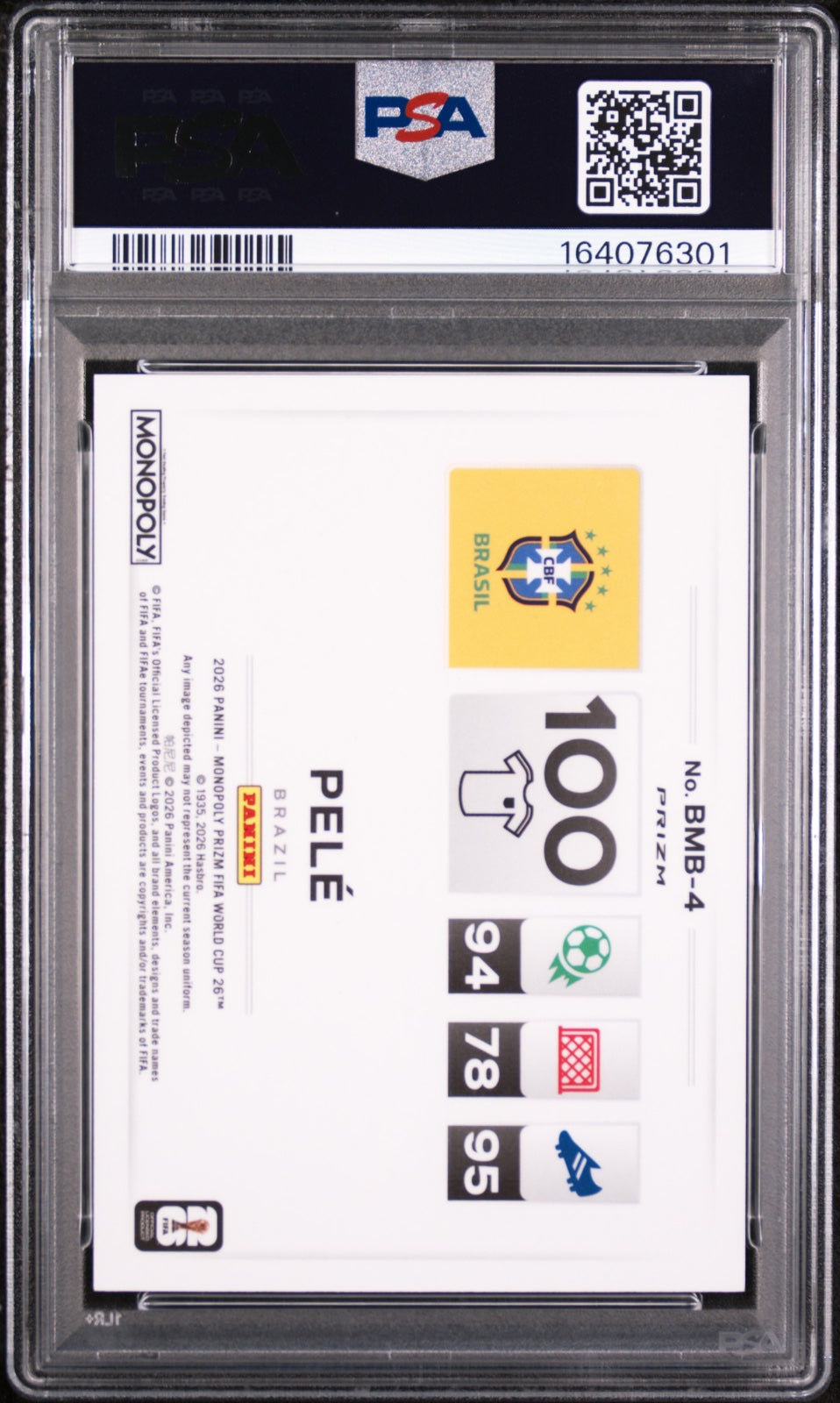 2026 PANINI PRIZM MONOPOLY FIFA WORLD CUP MONEY BLAST BLACK #4 PELE