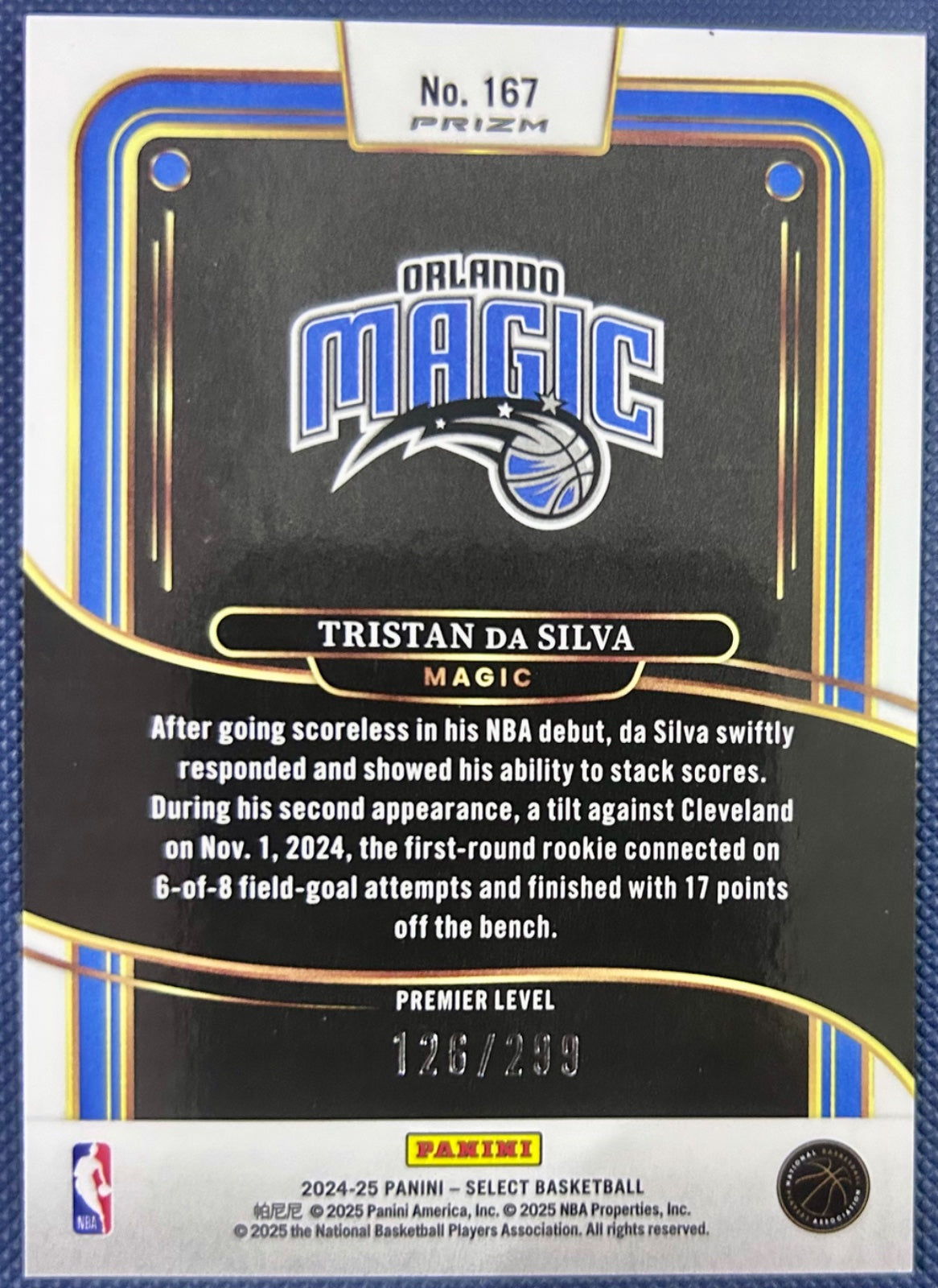 Tristan Da Silva 2024-25 Select Light Blue /299