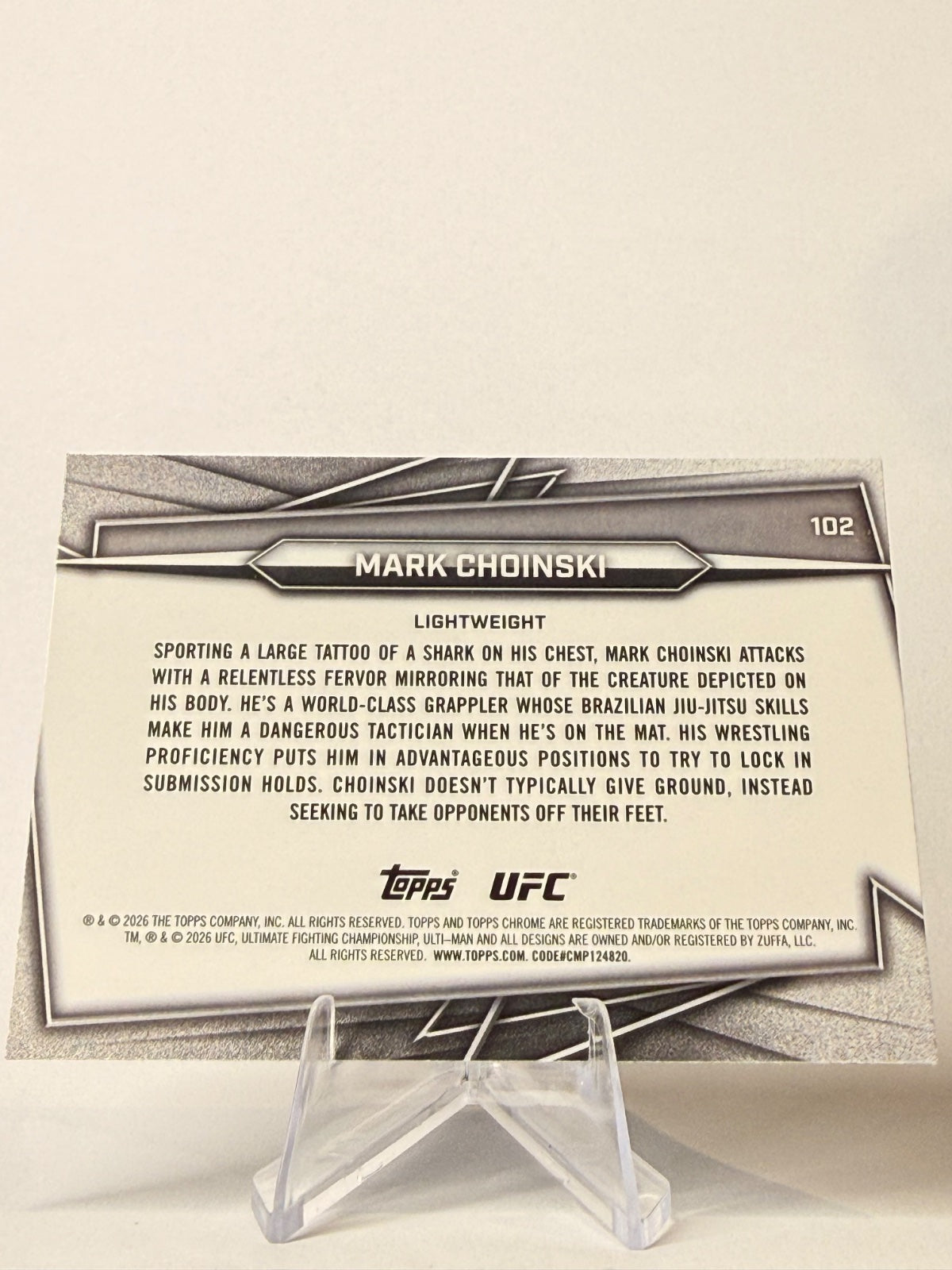 2026 Topps Chrome UFC Mark Choinski #102 Rookie RC X-Fractor