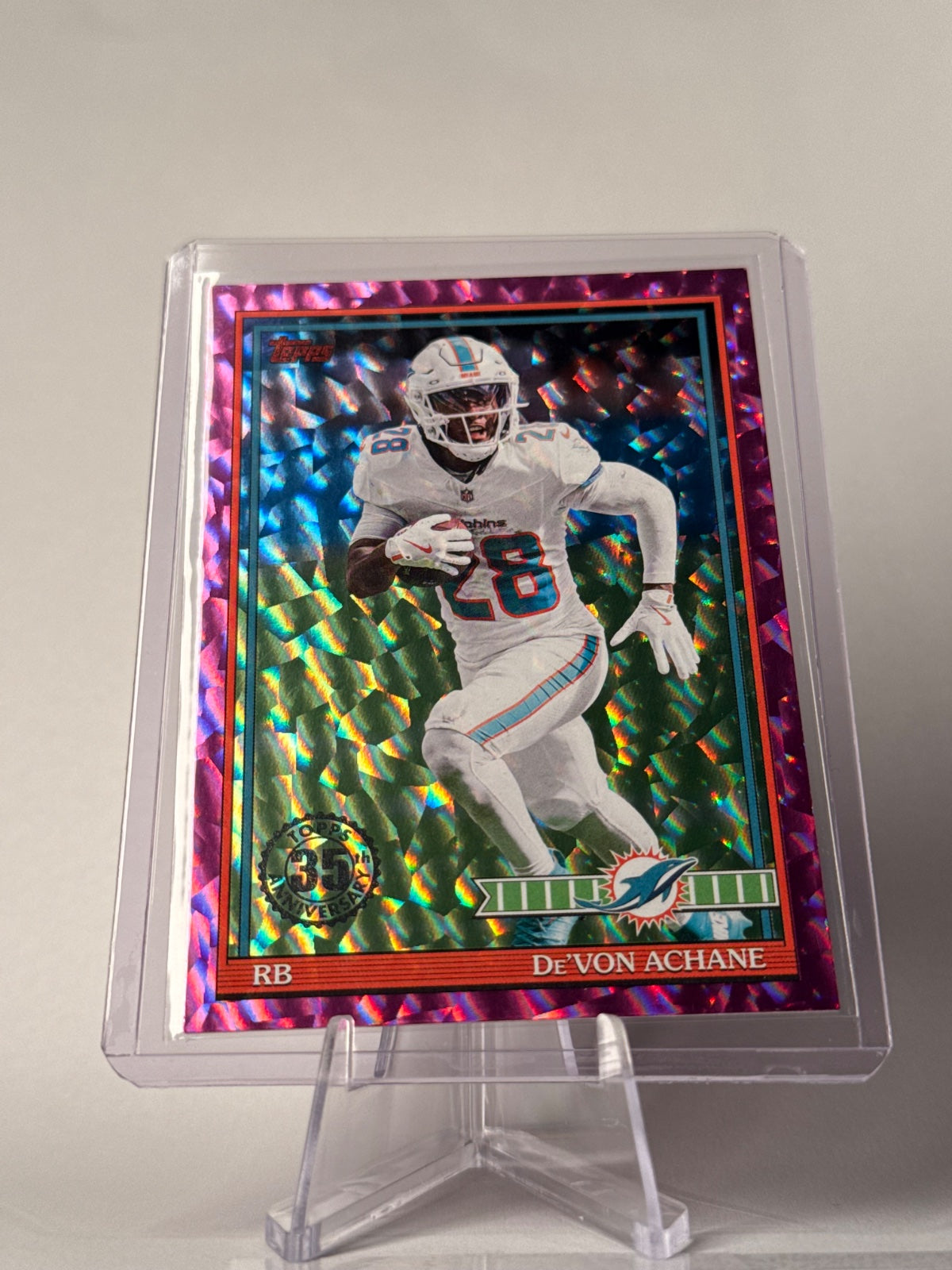 2026 Topps De’Von Achane #91TF-35 1991 Topps Pink Crackle Foil – Dolphins