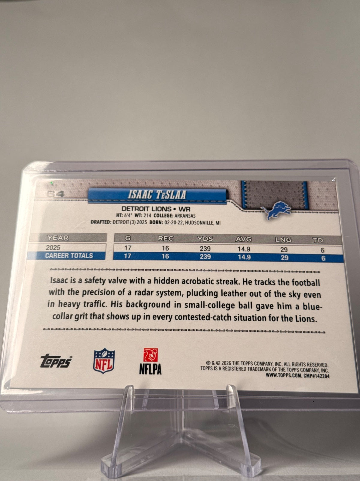 2026 Topps Flagship Isaac TeSlaa #64 Foil Parallel – Detroit Lions